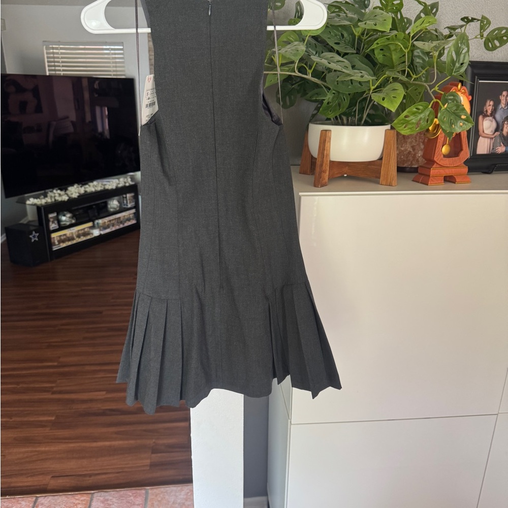 Zara Gray Pleated Mini Dress - Picture 2 of 2